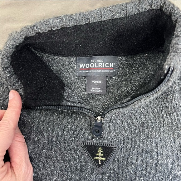 Woolrich Pullover Quarter Zip Onyx Heather Gray Sweater SZ L Gorpcore - Picture 10 of 16